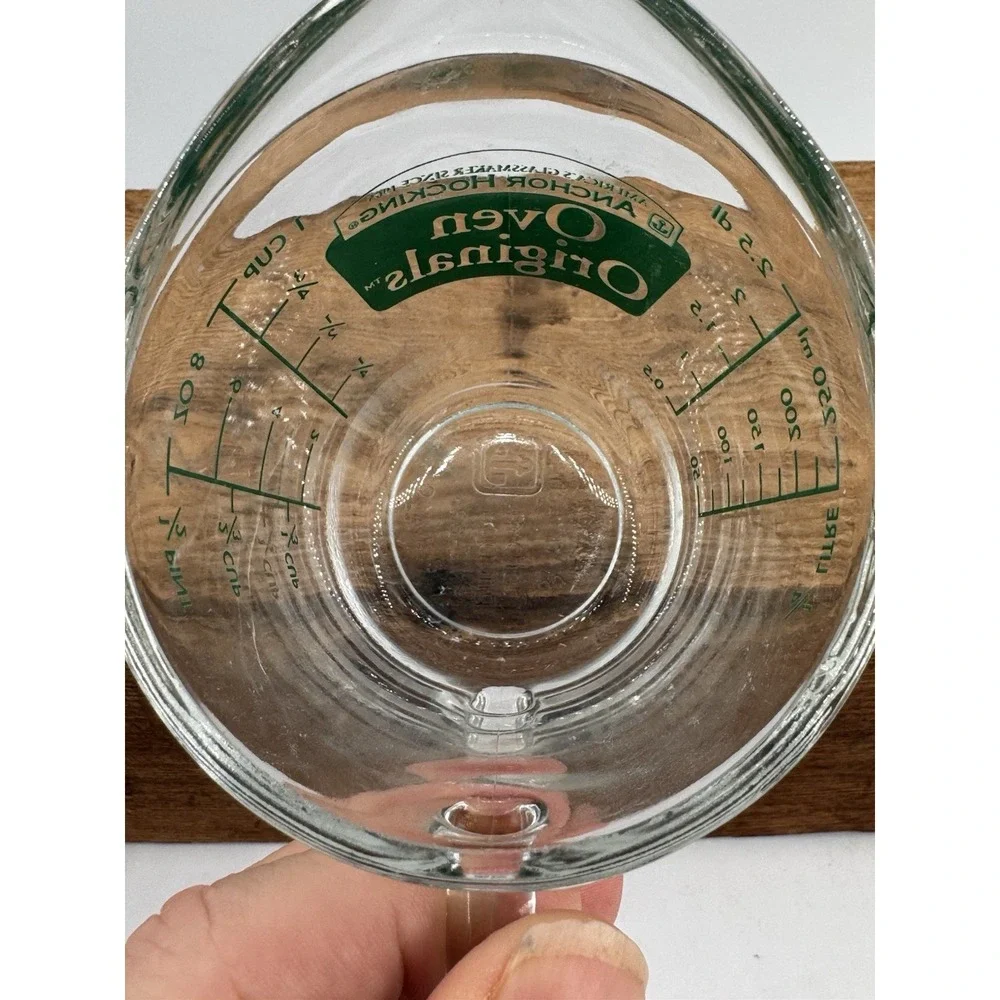 Anchor Hocking Oven Originals 1 Cup 8 oz‎ Glass Measuring Green #496 Vintage